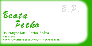 beata petko business card